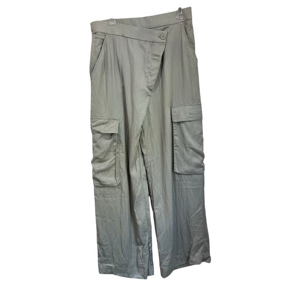 Zara Cargo Wide Leg Pants Size L Gray NWT Streetwear Utility Y2K - Picture 1 of 8